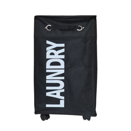 Weva "Trolly" Laundry Basket With Wheels - Black Weva "Trolly" Laundry Basket With Wheels - Black
