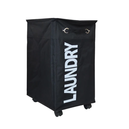 Weva "Trolly" Laundry Basket With Wheels - Black - Weva - Image 2