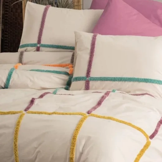 Nova Home Insula 100% Cotton Embroidery Duvet Cover Set - 4pcs - Single & Twin - Multicolor - Nova Home - Image 2