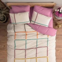 Nova Home Insula 100% Cotton Embroidery Duvet Cover Set - 6pcs - Queen - Multicolor