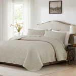 Nova Home Vivid Jaquard Bed Spread Set - 3Pcs - King & Super King - Beige - Nova Home