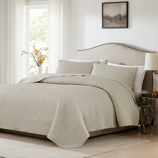 Nova Home Vivid Jaquard Bed Spread Set - 3Pcs - King & Super King - Beige Nova Home Vivid Jaquard Bed Spread Set - 3Pcs - King & Super King - Beige