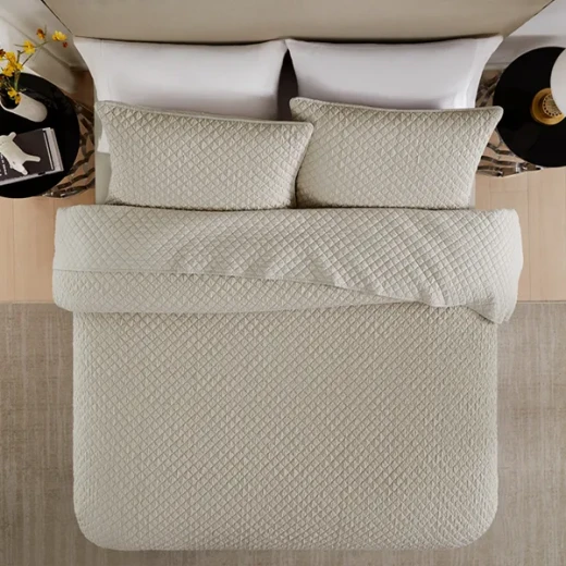 Nova Home Vivid Jaquard Bed Spread Set - 3Pcs - King & Super King - Beige - Nova Home - Image 6