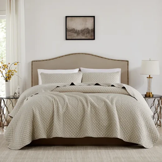 Nova Home Vivid Jaquard Bed Spread Set - 3Pcs - King & Super King - Beige - Nova Home - Image 7
