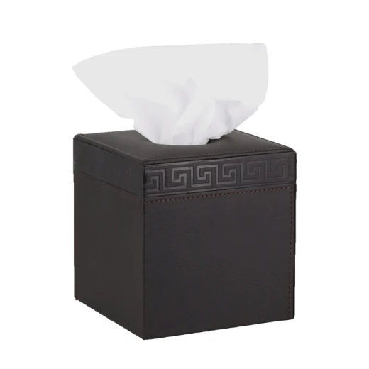 Nova Home Versace Square Leather Tissue Box - Black
