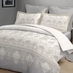 Nova Home Treasures Printed Cotton Flannel Duvet Cover Set - King & Super King - 4 Pcs - Beige - Nova Home