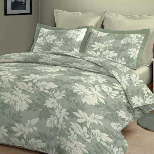 Nova Home Wildflower Printed Cotton Flannel Duvet Cover Set - Single & Twin - 3 Pcs - Green Nova Home Wildflower Printed Cotton Flannel Duvet Cover Set - Single & Twin - 3 Pcs - Green