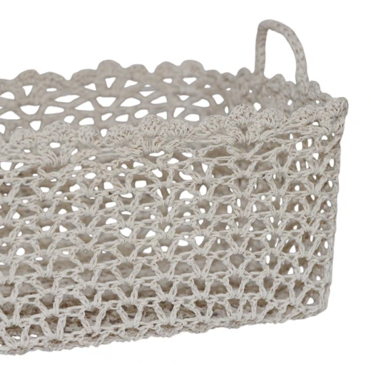 Nova Home "Yarnware" Cotton Crochet Basket - Ivory - Nova Home - Image 3