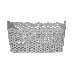 Nova Home "Yarnware" Cotton Crochet Basket - White