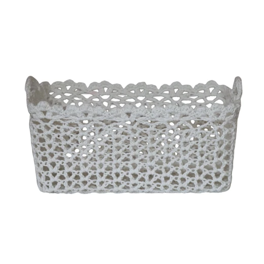 Nova Home "Yarnware" Cotton Crochet Basket - White - Nova Home - Image 5