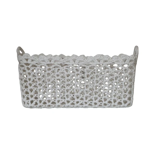 Nova Home "Yarnware" Cotton Crochet Basket - White - Nova Home - Image 4