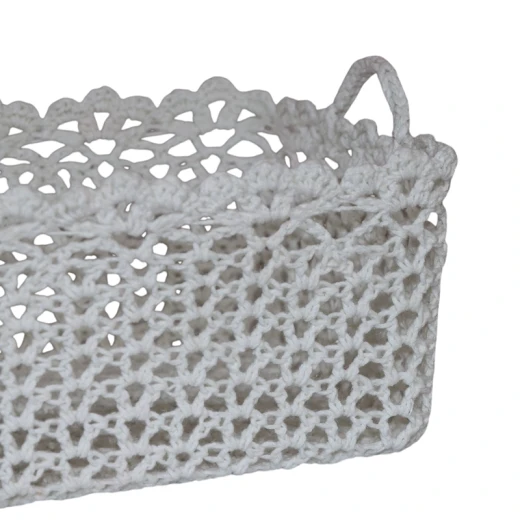Nova Home "Yarnware" Cotton Crochet Basket - White - Nova Home - Image 3