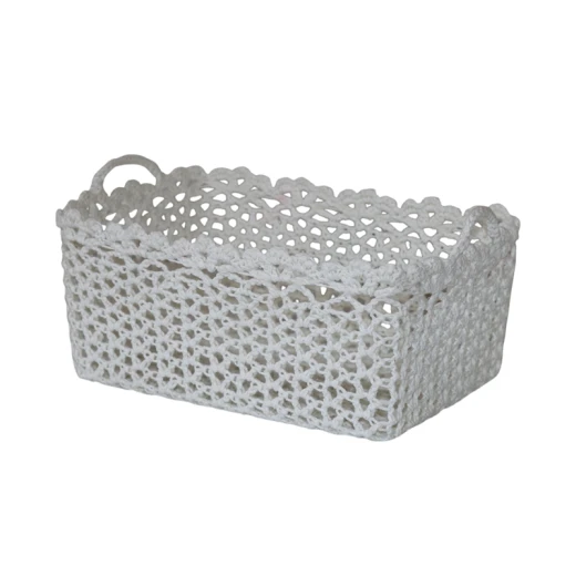 Nova Home "Yarnware" Cotton Crochet Basket - White - Nova Home - Image 2