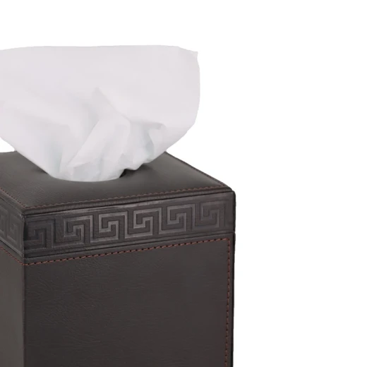 Nova Home Versace Square Leather Tissue Box - Brown - Nova Home - Image 2