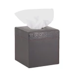 Nova Home Versace Square Leather Tissue Box - Brown - Nova Home