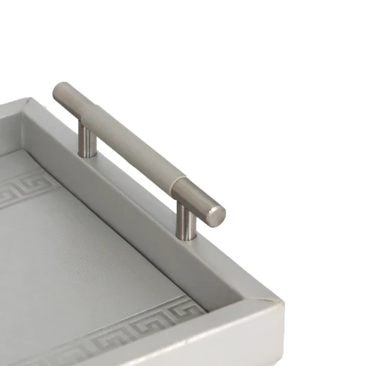 Nova Home Versace Rectangular Leather Tray - Small - Silver - Nova Home - Image 3