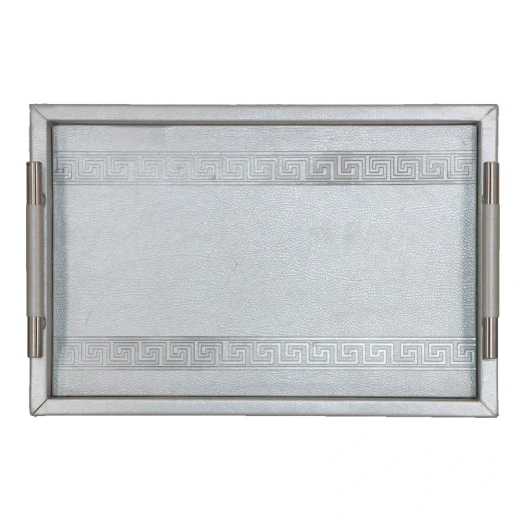 Nova Home Versace Rectangular Leather Tray - Small - Silver - Nova Home - Image 4
