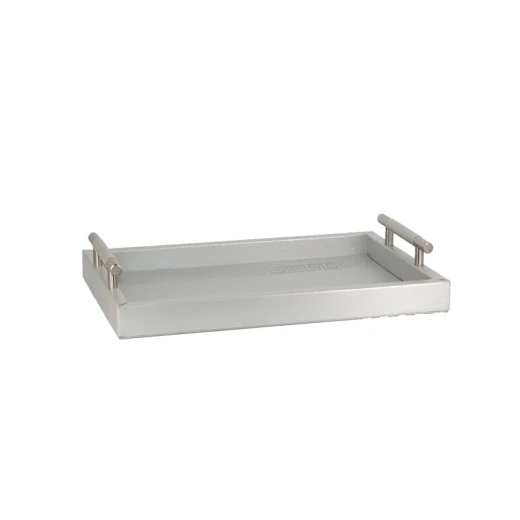 Nova Home Versace Rectangular Leather Tray - Small - Silver