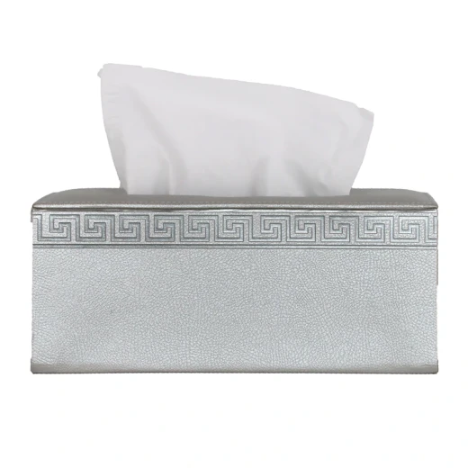 Nova Home Versace Rectangular Leather Tissue Box - Silver Nova Home Versace Rectangular Leather Tissue Box - Silver