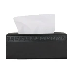 Nova Home Versace Rectangular Leather Tissue Box - Black - Nova Home