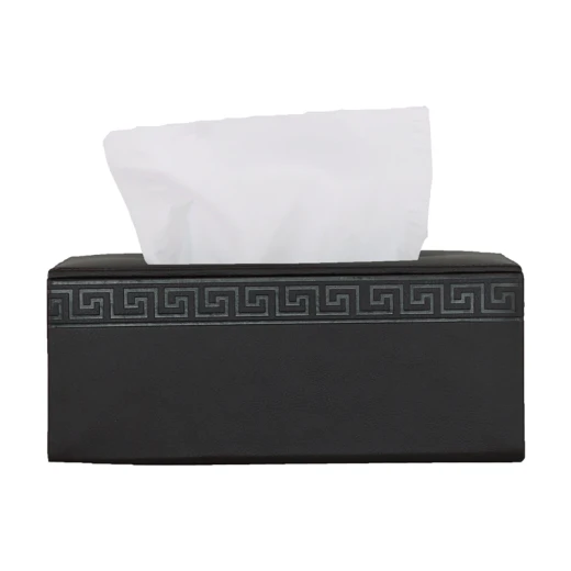 Nova Home Versace Rectangular Leather Tissue Box - Black