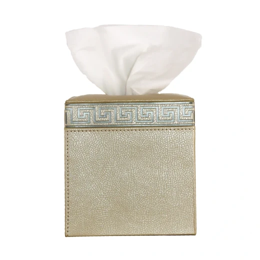 Nova Home Versace Square Leather Tissue Box - Gold - Nova Home - Image 2