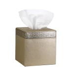 Nova Home Versace Square Leather Tissue Box - Gold - Nova Home