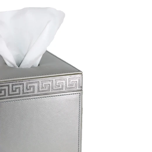 Nova Home Versace Square Leather Tissue Box - Silver - Nova Home - Image 3