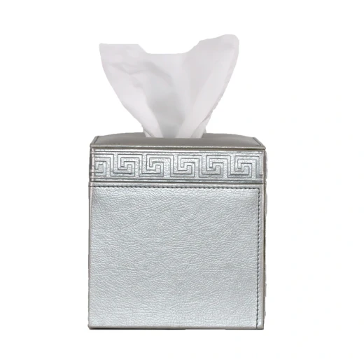 Nova Home Versace Square Leather Tissue Box - Silver Nova Home Versace Square Leather Tissue Box - Silver