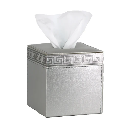 Nova Home Versace Square Leather Tissue Box - Silver - Nova Home - Image 2