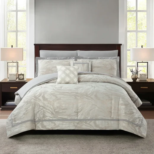 Nova Home Grady Jacquard Comforter Set - King & Super King - 8 Pcs - Grey - Nova Home - Image 2