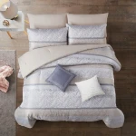 Nova Home Casecade Jacquard Comforter Set - King & Super King - 8 Pcs - Tan - Nova Home