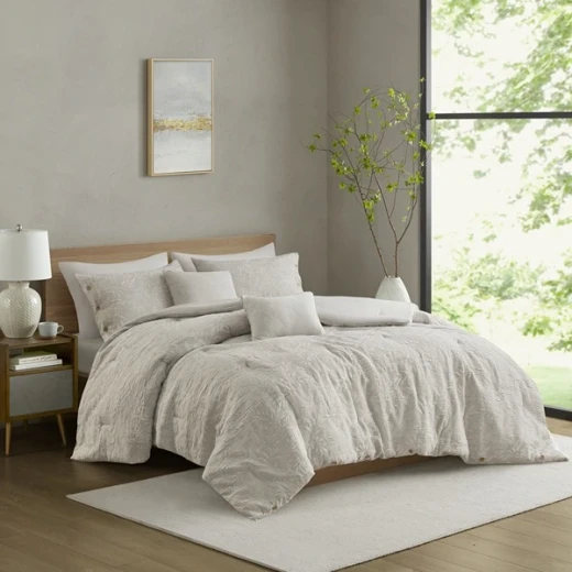 Nova Home Juniper Jaquard Comforter Set - 8 Pcs - King & Super King - Grey