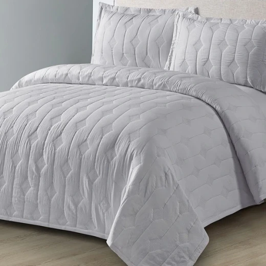 Nova Home Geotess Pre Washed Soft Bed Spread Set - 4 pcs - King & Super King - Grey - Nova Home - Image 2