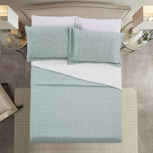 Nova Home Prismo Poly Cotton Jaquard Reversible Bed Spread Set - 2Pcs - Single & Twin - Jade - Nova Home - Image 6