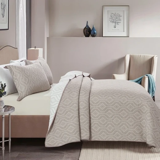 Nova Home Prismo Poly Cotton Jaquard Reversible Bed Spread Set - 2Pcs - Single & Twin - Brown - Nova Home - Image 5