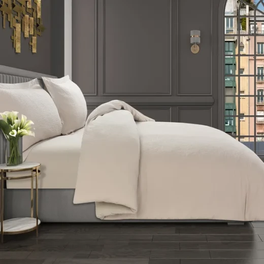 نوفا هوم "Cottontex" طقم وجه لحاف - قطن 100% ، 200 خيط لكل انش مربع - كوين -3 قطع - بيج - نوفا هوم - Image 4