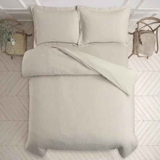 نوفا هوم "Cottontex" طقم وجه لحاف - قطن 100% ، 200 خيط لكل انش مربع - كوين -3 قطع - بيج - نوفا هوم - Image 5