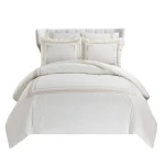 Nova Chain Embroidery Duvet Cover Set - 100% Cotton, 200 Thread  - 6 Pcs - King & Super King - White & Gold - Nova Home