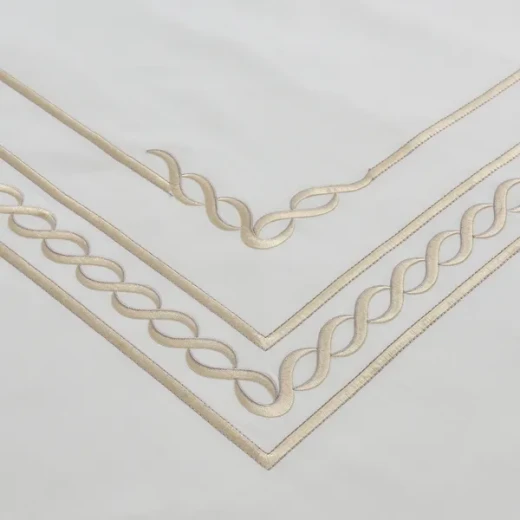 Nova Chain Embroidery Duvet Cover Set - 100% Cotton, 200 Thread  - 6 Pcs - King & Super King - White & Gold - Nova Home - Image 7