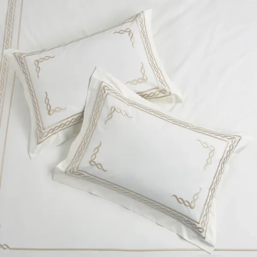 Nova Chain Embroidery Duvet Cover Set - 100% Cotton, 200 Thread  - 6 Pcs - King & Super King - White & Gold - Nova Home - Image 8