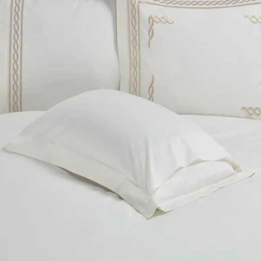 Nova Chain Embroidery Duvet Cover Set - 100% Cotton, 200 Thread  - 6 Pcs - King & Super King - White & Gold - Nova Home - Image 9