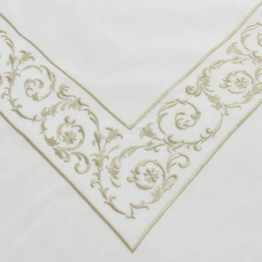 Nova Paisley Embroidery Duvet Cover Set - 100% Cotton, 200 Thread  - 6 Pcs - King & Super King - White & Gold - Nova Home - Image 7