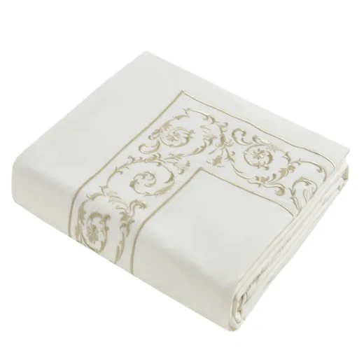 Nova Paisley Embroidery Duvet Cover Set - 100% Cotton, 200 Thread  - 6 Pcs - King & Super King - White & Gold - Nova Home - Image 10