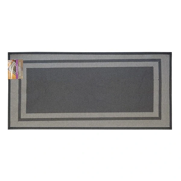 Nova Home Trellis Jaquard Woven Kitchen Mat W & Rubber Backing - 70x130 Cm - Black - Nova Home