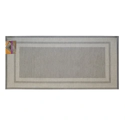 Nova Home Trellis Jaquard Woven Kitchen Mat W & Rubber Backing - 70x130 Cm - Grey