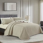 Nova Home Rosetex Poly Cotton Jaquard Reversible Bed Spread Set - 3Pcs - King & Super King - Brown - Nova Home