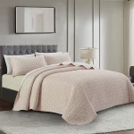 Nova Home Rosetex Poly Cotton Jaquard Reversible Bed Spread Set - 3Pcs - King & Super King - Pink - Nova Home