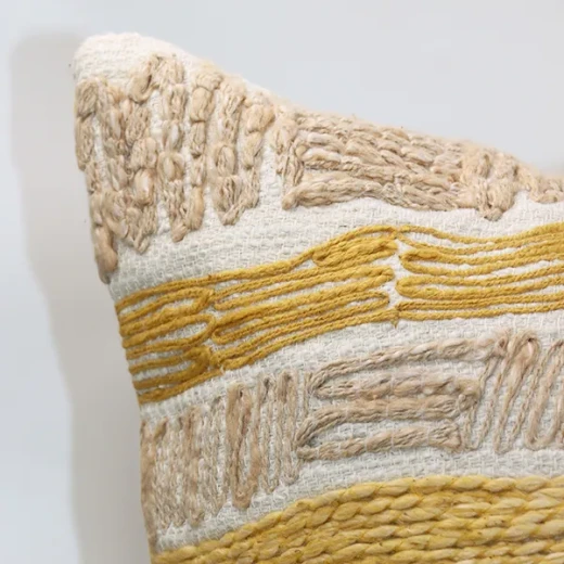 Nova Home "Avian" Handmade Embroidery Cushion Cover - 50x50 cm - Yellow - Nova Home - Image 2
