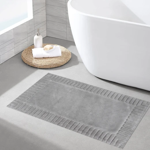 Nova Home Lasan Cotton Bath Rug - 70x120 Cm - Light Grey - Nova Home - Image 2